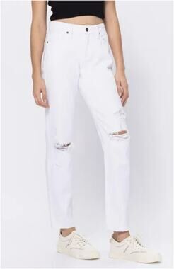 Hidden Jeans Bailey Hi Rise Boyfriend Distressed WMNS 24 White Denim 100% Cotton